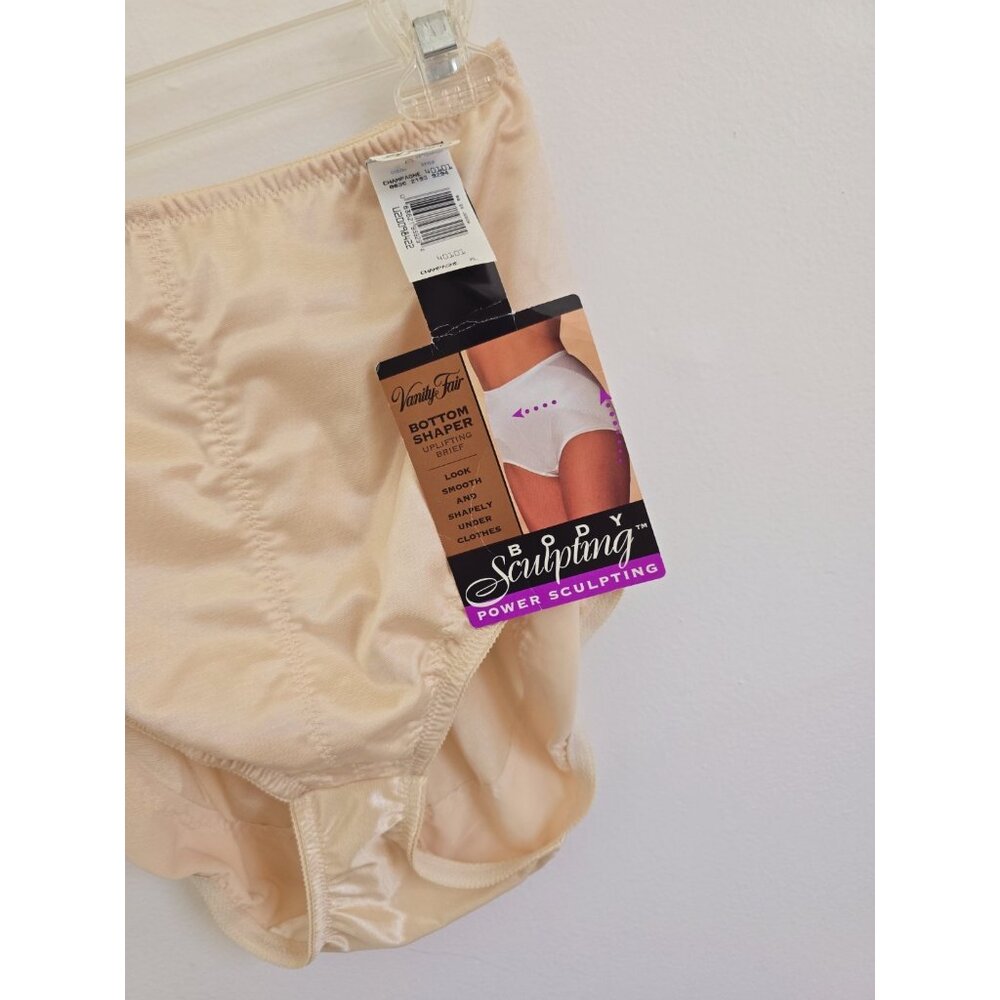 Vanity Fair Vintage High Brief Panties XL Body Sculpting Pinup Pin Up Beige Nude - Picture 3 of 6